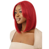 Perruque straight bob lace HD synthétique rouge Outre Nuru