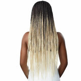 Perruque Nattée avec des tresses Knotless Square Part Braids Lace Frontal Wig Outré vue de dos