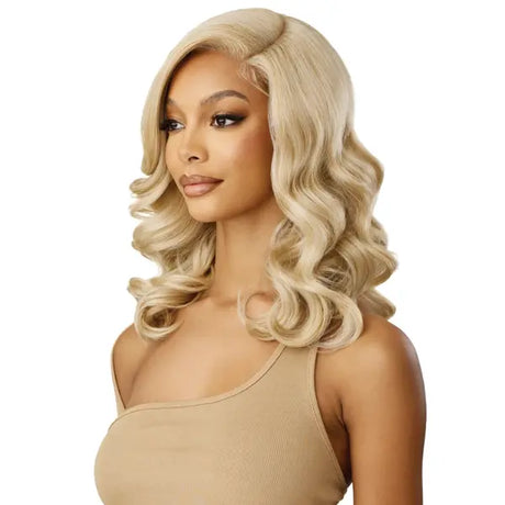 Perruque wavy bob long blond Outre sleeklay part Aluna