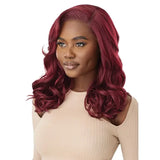 Perruque wavy avec lace HD mi longue couleur bordeaux Outre Shelby