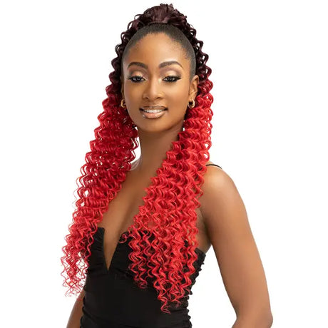 Postiche ponytail Human Hair Blend Deep Curl Bouclé Janet Collection 32 pouces