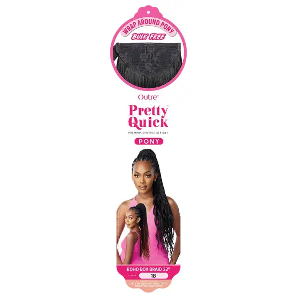 Postiche ponytail Long Boho Box Braids Outre Pretty Quick Wrap 32 pouces