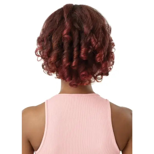 Postiche Ponytail yaki burgundy Outre Kinky Curly 12 pouces