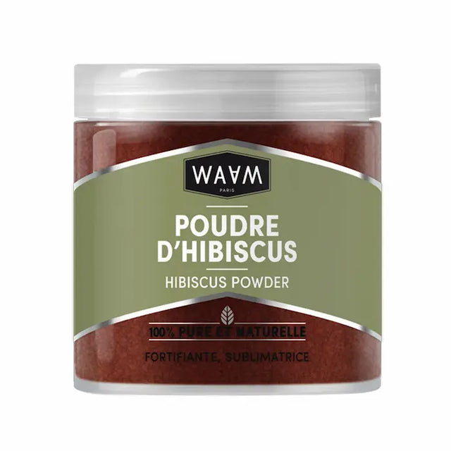 Waam - Poudre d'Hibiscus Pure et Naturelle Visage, corps et cheveux. Pot 200 Grammes