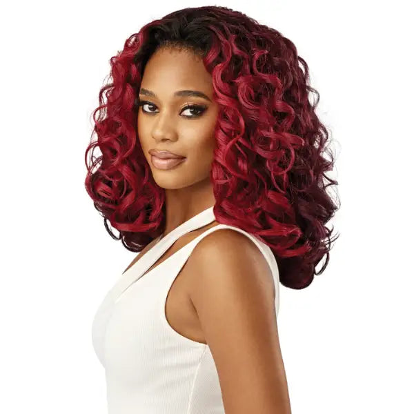 Quick weave perruque demi-tête curly bouclée burgundy Outre Winnie