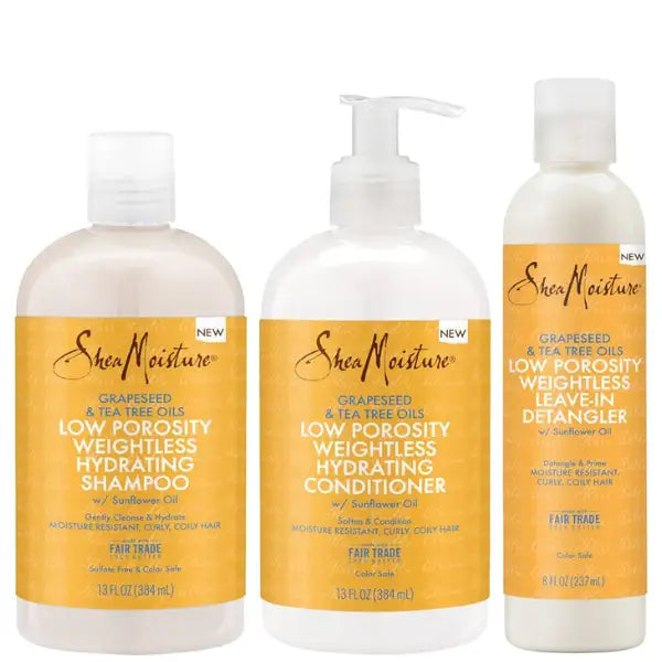 Routine Soins capillaires hydratant léger sans protéines Shea Moisture Low Porosity Gamme complète