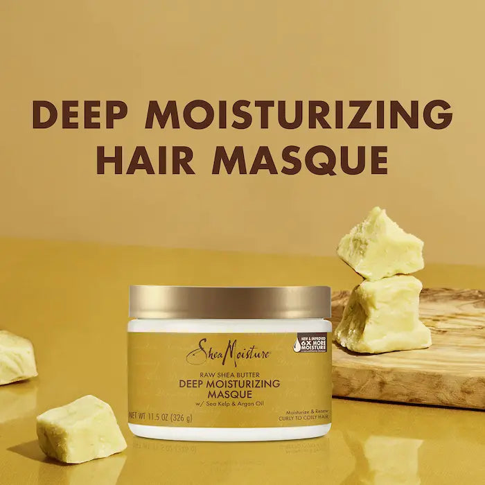 Raw Shea Butter Deep Treatment Masque de Shea Moisture au beurre de karité et huile d'argan pour cheveux secs et abîmés