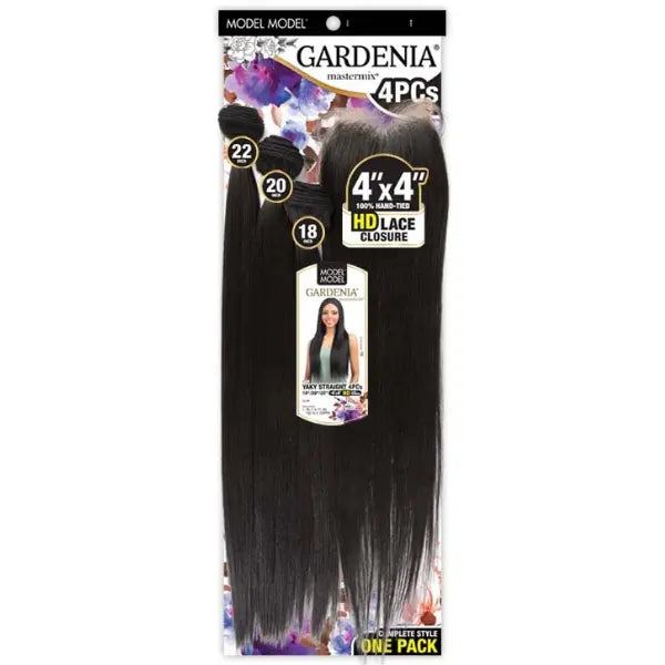 Tissage Bundle avec une closure 4X4 HD Lace long straight Gardenia Model Model