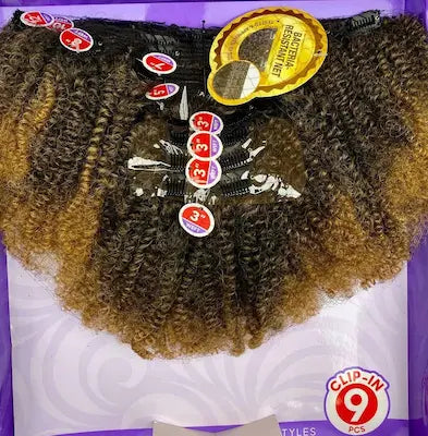 Extensions afro blond cendré CLIP-IN- 9PCS Outré Big Beautiful Hair teinte 2T1B/2730