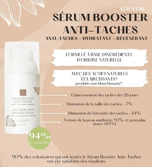 Correcteur et perfecteur, le Sérum Booster Anti-Taches Biolissime sublime l’aspect de la peau et redonne éclat au teint grâce à son action unifiante.