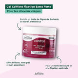 Enrichi en huile de Figue de Barbarie et extrait d’Hibiscus, ce gel sculpte les cheveux épais et difficiles à coiffer pour tous les styles de coiffures. Fixation extra-forte, Apporte de la brillance.