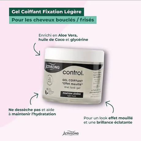 Gel Coiffant Wet look effet mouillant  Fixation Légère Effet Mouillé Control - Activilong