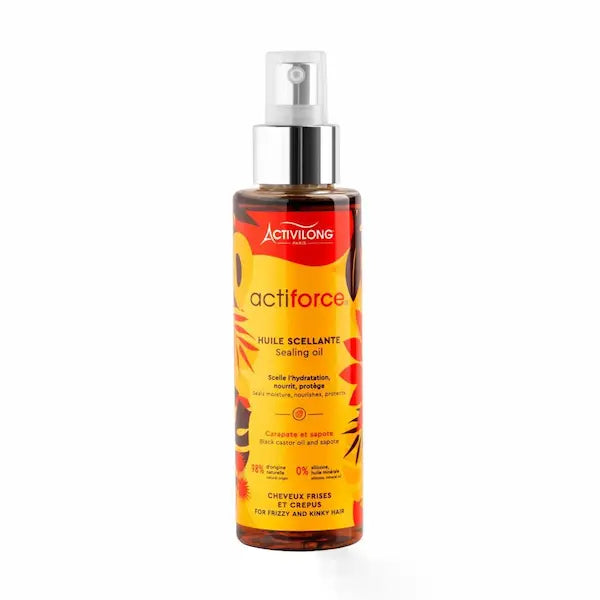 Actiforce Huile Scellante c'est la touche finale pour sceller l'hydratation, donner de la brillance et de la douceur à la chevelure tout en la parfumant subtilement.