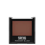 Poudre Blush Couleur Marron doré avec un fini pailleté Sacha Cosmetics.