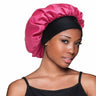 Bonnet Satin Fushia à Bord Large pour Cheveux Frisés Afro Crépus