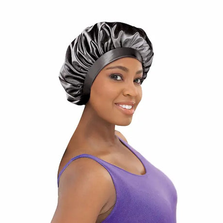 Bonnet Satin Noir aéré pour la nuit cheveux afro sur Diouda