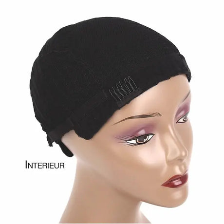 intérieur Bonnet tressé pour tissage ou crochet braids avec peigne de fixation.