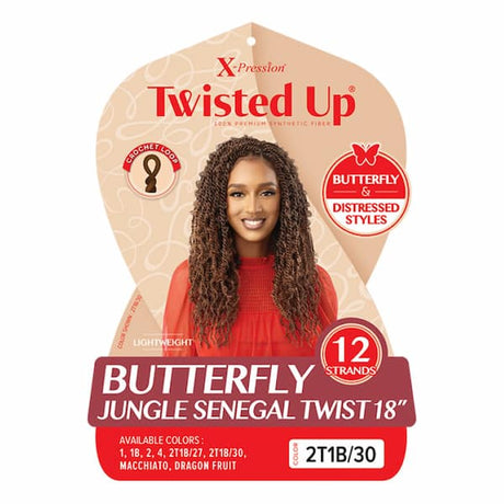 Mèches Tresse Butterfly X-Pression Crochet Braids BUTTERFLY SENEGAL TWIST 18 pouces