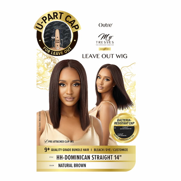 Perruque U-Part Leave Out Wig Lisse Cheveux Humains Grade 9+ DOMINICAN STRAIGHT 14 pouces - Outré 