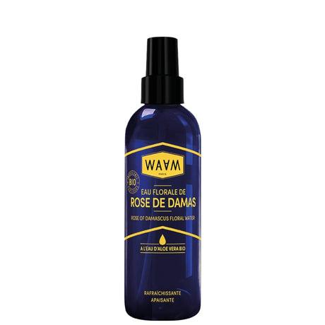 eau florale rose de damas bio, marque waam cosmetics