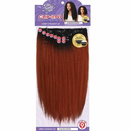 Extensions CLIP-IN pas chères Outré KINKY STRAIGHT 18 pouces couleur rousse 2T1B/Red Copper.