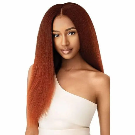 Extensions Yaki CLIP-IN Outré KINKY STRAIGHT 18 pouces en couleur roux 2T1B/Red Copper.