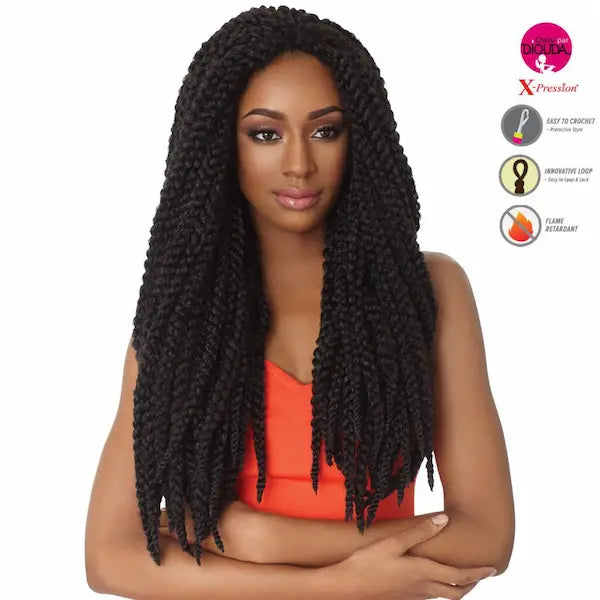 Mèches X-Pression box braids à poser au crochet dèjà nattées 24 pouces.