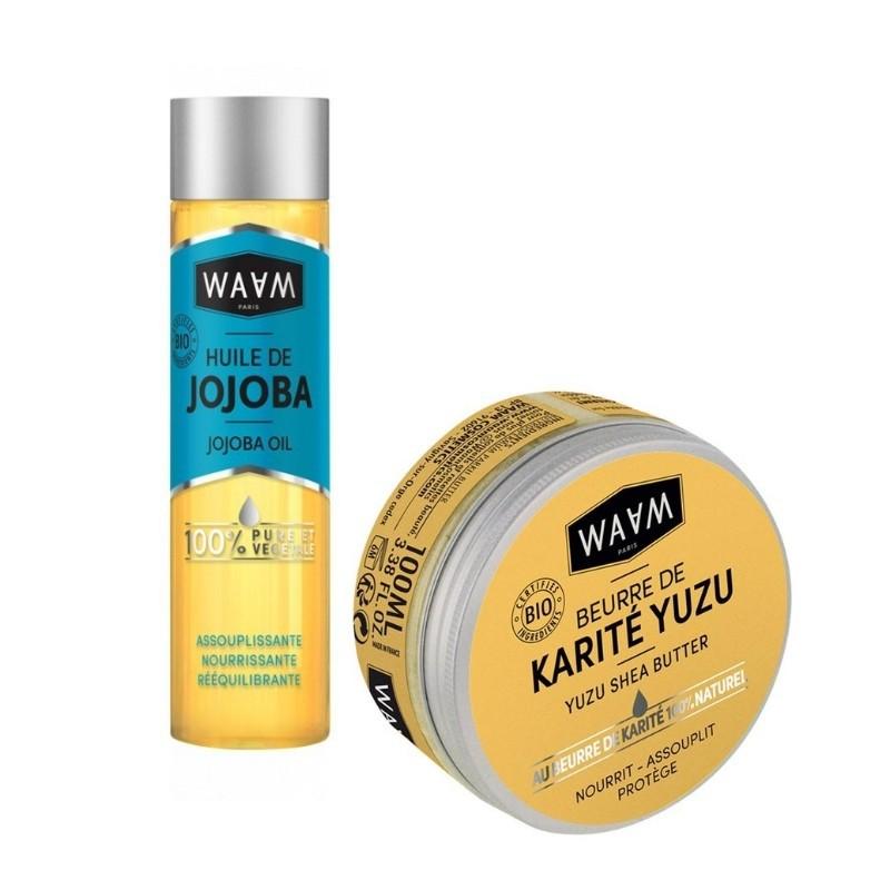 Huile de Jojoba 100ml et Beurre de Karité 100gr Waam - Pack cheveux - diouda