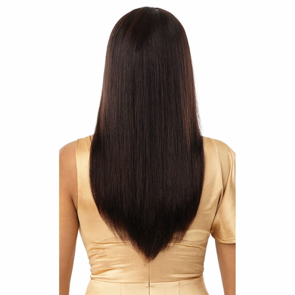 Perruque Naturelle mi-longue Grade 9+ Lace Front lisse HD KENNA de dos - Outré