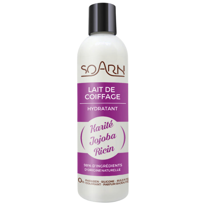 Soarn Lait de Coiffage Fortifiant Hydratant au Karite Jojoba Ricin 98% d'ingrédients d'origine naturelle