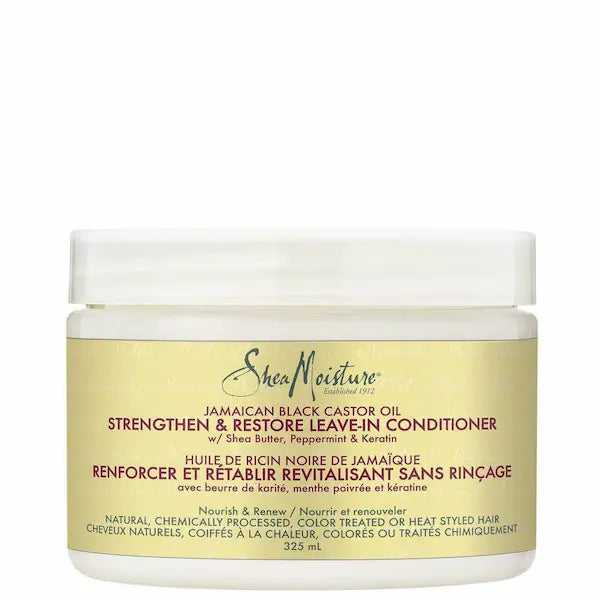 Shea Moisture Jamaican Black Castor Oil Strengthen & Restore Leave In Conditioner à l'huile de Ricin Noire de Jamaïque