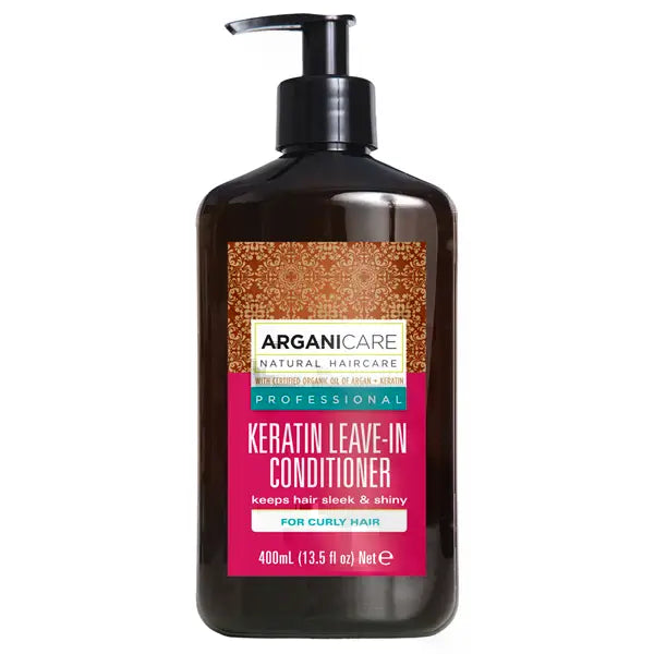 Arganicare leave in conditioner fortifiant enrichi en Kératine pour les cheveux bouclés, frisés, crépus.