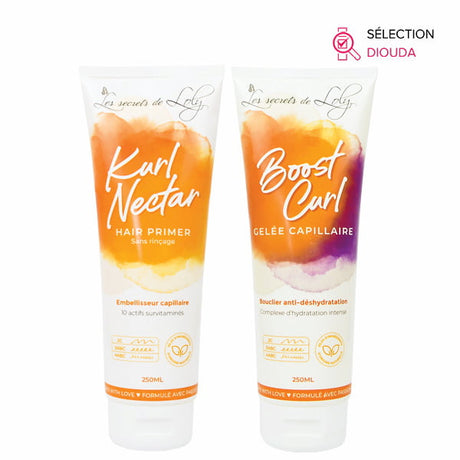 Combo Boucles Parfaites Les Secrets de Loly Hair Primer Kurl Nectar et Gelée Capillaire Boost Curl