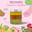 TRIO MANGO spécial croissance de la marque MANGO BUTTERFULL est idéalement conçu avec 3 beurres capillaires Beurre mango Nourish ; Mango Pouss et au Beurre Mango High.