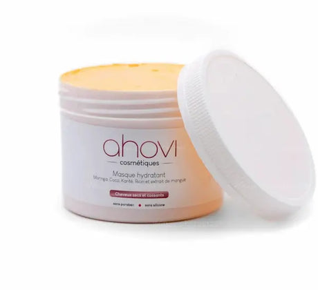 un masque capillaire à la texture onctueuse et au parfum délicat pour cheveux très secs ou cassants. Il est formulé sans silicone sans paraben sans sulfate. Ahovi Cosmétiques.