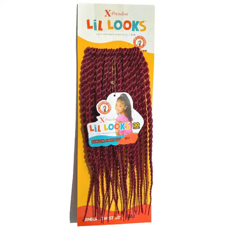 Rajouts bordeaux Twist Braids courts Mèches Crochet Outré hair X-pression Lil Looks SENEGAL TWIST 10 pouces