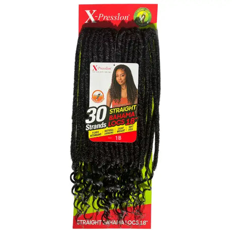 Mèches Fausses locks X-PRESSION STRAIGHT BAHAMA LOCS 18 pouces Noir 1B