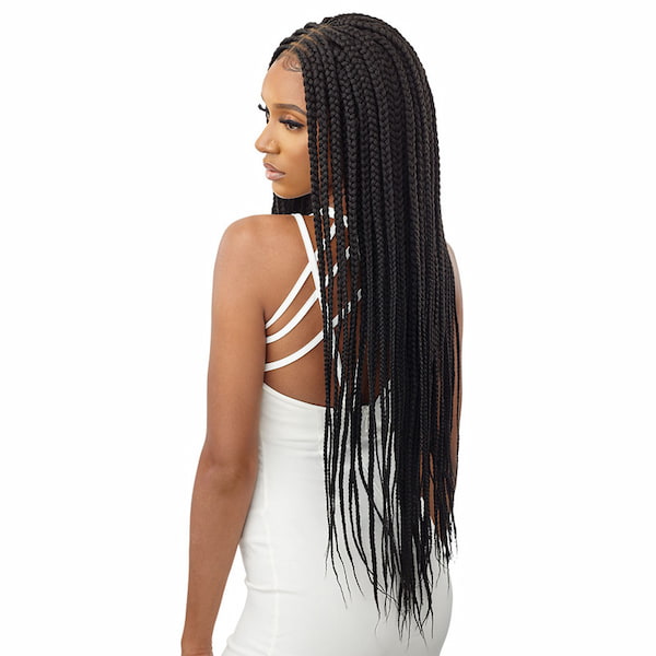 Perruque Tressée Outré FEED-IN BOX BRAIDS - Lace HD 4X4 Transparente Teinte Noire