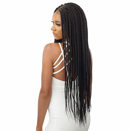 Perruque Tressée Outré FEED-IN BOX BRAIDS - Lace HD 4X4 Transparente Teinte Noire