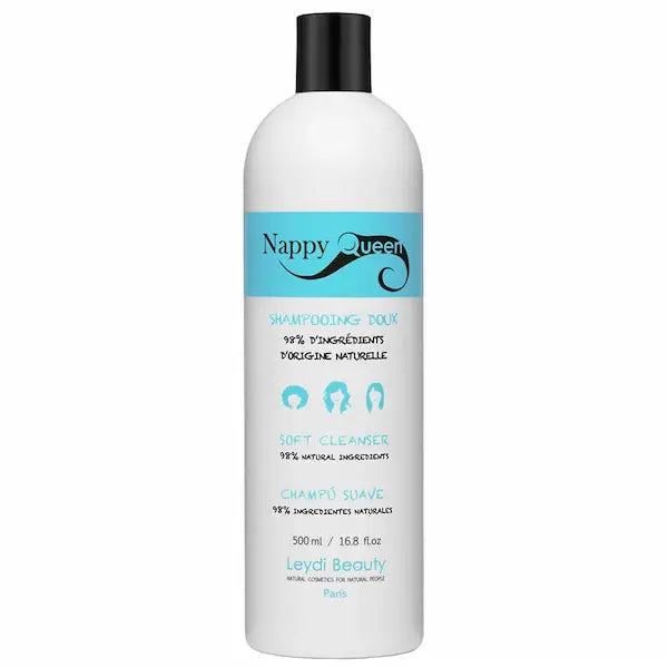 shampooing doux Nappy Queen 500ml pour cheveux frisés, crépus ou défrisés.