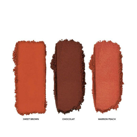 Palette Bronze Peach Blush Tarou - Maréna Beauté 3 teintes orange, chocolat et marron pour peau noire.