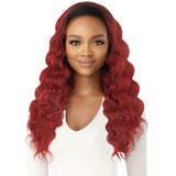 Perruque Demi-Tête Ondulée rousse  - Outré Taurelle couleur en DR Red Burgundy