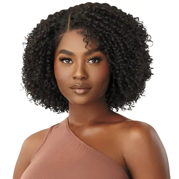 Perruque Lace Front HD Transparent Bob Curly Noir Nioka Outré Hair.