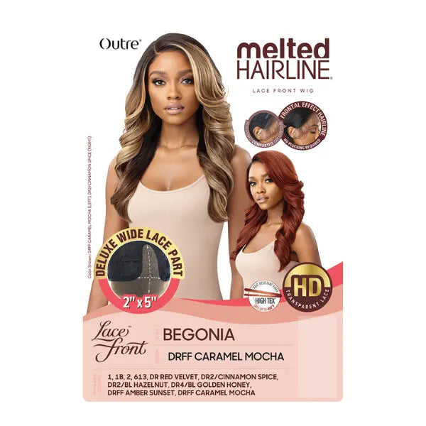 Perruque Lace Front HD Transparent Longue et Wavy. Modèle Begonia Melted Hairline Outre