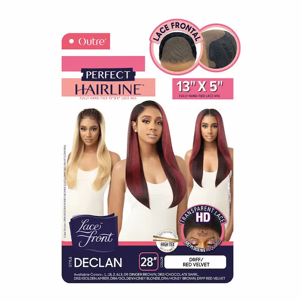 Perruque Lisse et Longue Rouge Burgundy avec Lace Front 13X5 HD Transparent Declan Outre.