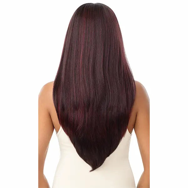 Perruque Lisse et Longue Rouge Burgundy avec Lace Front 13X5 HD Transparent Declan Outre.