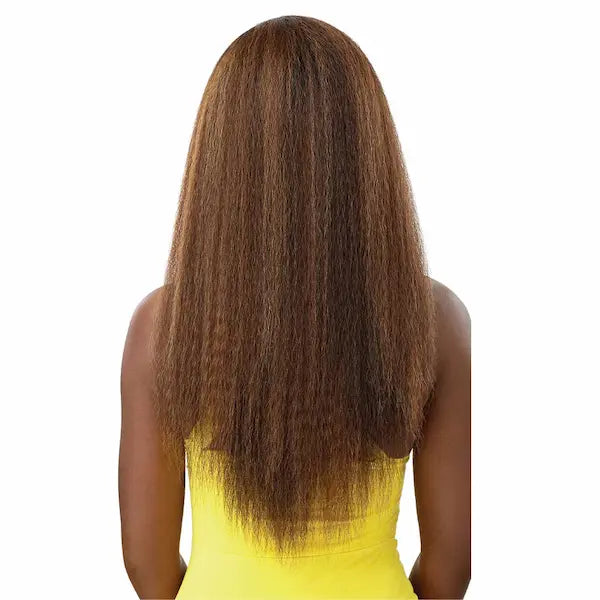 Perruque Longue Converti Cap Yaki Kinky Straight Châtain. Sweet Annie Outré Hair.