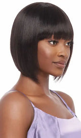 Perruque lisse cheveux naturels modèle Straight Bob longueur 10 pouces collection Outré Mytresses Purple Label profil