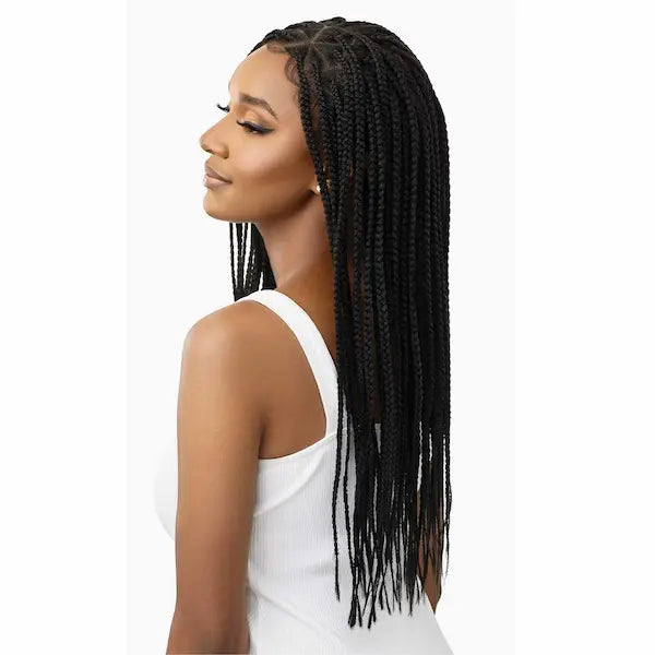 Perruque Lace Wig Tressée 13X4 Noire Knotless Triangle Part Braids - Outré