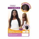 Perruque Tressée Longue Blonde Lace Frontal 13X4 HD Transparent Knotless Braids Square Part Outre.